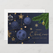 メリークリスマスブルー,金ゴールドオーナメント シーズンポストカード (正面/裏面)
