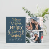 メリークリスマスブルー&金ゴールドフェスティバルファミリーフォト シーズンカード (スタンド正面)