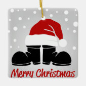メリークリスマスブーツ&ハット セラミックオーナメント (正面)