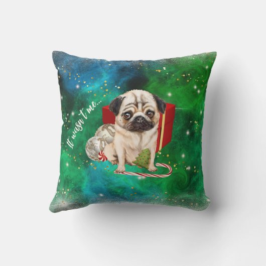 メリークリスマスプグ愛好家の両面名前をカスタムする クッション (裏面)