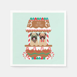 メリークリスマスプッグズホリデースタンドドッグス スタンダードカクテルナプキン