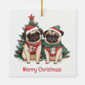 メリークリスマスプッグ犬 セラミックオーナメント (裏面)