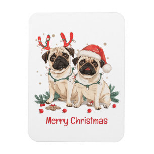 メリークリスマスプッグ犬 マグネット
