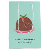 メリークリスマスプモダンディングイラストレーション ミディアムペーパーバッグ (裏面)