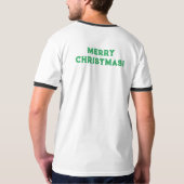 メリークリスマスプリントの願い祝祭リンガー Tシャツ (裏面)