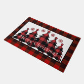 メリークリスマスプレイドクリスマスツリークリスマス ドアマット (アングル)