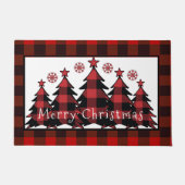メリークリスマスプレイドクリスマスツリークリスマス ドアマット (正面)