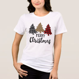 メリークリスマスプレイドクリスマスツリー トライブレンドＴシャツ
