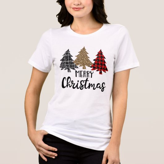 メリークリスマスプレイドクリスマスツリー トライブレンドＴシャツ (正面)