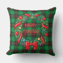 メリークリスマスプレイドグリーンフェスティバルリース