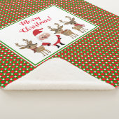 メリークリスマスプレイドサンタトナカイかわいい休日 シェルパブランケット (3/4)