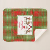 メリークリスマスプレイドサンタトナカイかわいい休日 シェルパブランケット (正面(横))