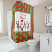 メリークリスマスプレイドサンタトナカイカスタムーかわいい シャワーカーテン (インサイチュ)