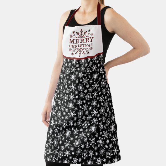 メリークリスマスプレイドスノーフレークエプロン エプロン (インサイチュ)