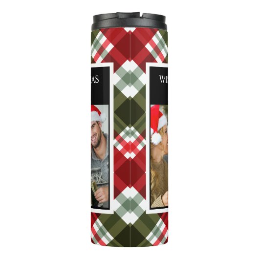メリークリスマスプレイドタータンチェック写真コラージュ タンブラー (裏面)