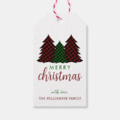 メリークリスマスプレイドパターンクリスマスツリー ギフトタグ (正面)