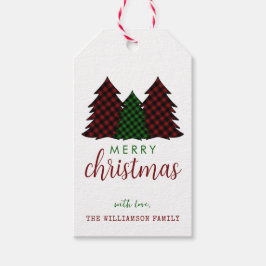 メリークリスマスプレイドパターンクリスマスツリー ギフトタグ