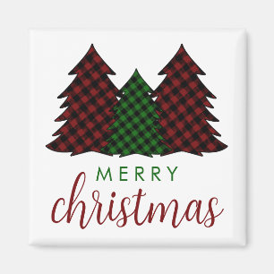 メリークリスマスプレイドパターンクリスマスツリー マグネット