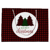 メリークリスマスプレイドパターンクリスマスツリー ラージペーパーバッグ (裏面)