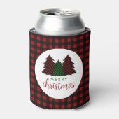メリークリスマスプレイドパターンクリスマスツリー 缶クーラー (缶正面)