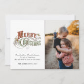 メリークリスマスプレイドファミリー写真クリスマス シーズンカード (正面)