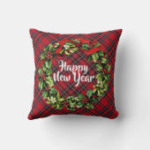 メリークリスマスプレイドヴィンテージリース装飾用クッション クッション (裏面)