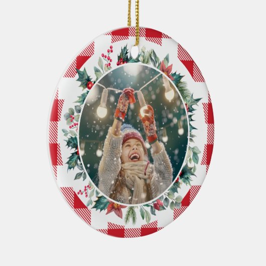 メリークリスマスプレイド写真ミスタントー セラミックオーナメント (右)