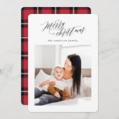 メリークリスマスプレイド台本のホリデーカード シーズンカード (正面/裏面)