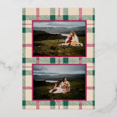 メリークリスマスプレイド縦型フォトグリーティングカード 箔シーズンカード (裏面)