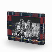 メリークリスマスプレイド赤いカスタムクリスマスプレゼント写真ブロック フォトブロック (右)