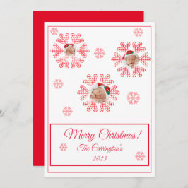 メリークリスマスプレイド雪の結晶フォトホリデー