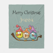 メリークリスマスプレイフル予測できなバードコーラス フリースブランケット (正面)