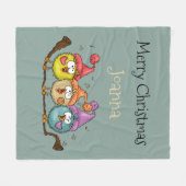 メリークリスマスプレイフル予測できなバードコーラス フリースブランケット (正面(横))