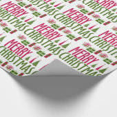 メリークリスマスプレゼントと木 ラッピングペーパー (角)