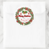 メリークリスマスプレゼントのラベル ラウンドシール (バッグ)