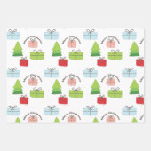 メリークリスマスプレゼントの木柄 ラッピングペーパーシート (正面3)