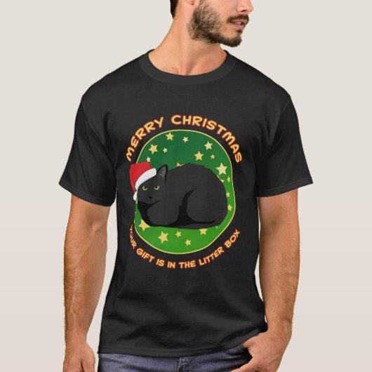 メリークリスマスプレゼントはトイレの猫 Tシャツ (正面)