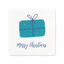 メリークリスマスプレゼントシンプルブルー