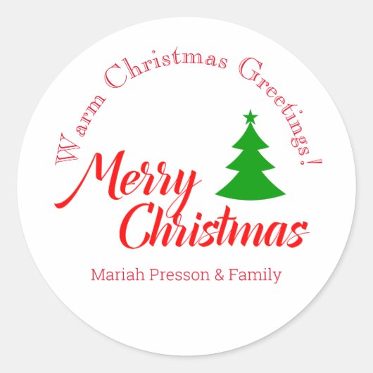 メリークリスマスプレゼントラベルラベル ラウンドシール (正面)