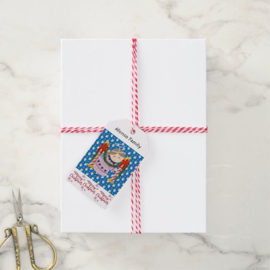 メリークリスマスプレゼントラベル天使 ギフトタグ (より糸付き)