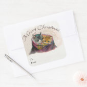 メリークリスマスプレゼントラベル – かわいい子猫 スクエアシール (封筒)