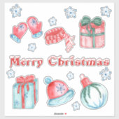 メリークリスマスプレゼント弓手袋帽子の雪の結晶 シール (シート)