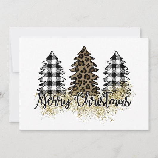 メリークリスマスプレドとヒョウの印刷木 シーズンカード (正面)