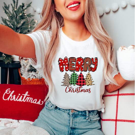 メリークリスマスプレドとヒョウの女性のTシャツ Tシャツ