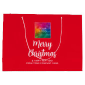 メリークリスマスプロモーションビジネスロゴカスタム ラージペーパーバッグ (裏面)