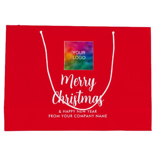 メリークリスマスプロモーションビジネスロゴカスタム ラージペーパーバッグ (裏面)