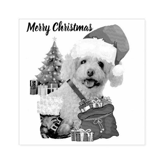 メリークリスマスプードルゴムスタンプ ラバースタンプ (インプリント)