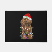 メリークリスマスプードルサンタハットライトズクリスマス ドアマット (正面)