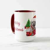 メリークリスマスプードルレッド&ホワイトコーヒーマグ マグカップ (正面左)