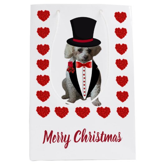 メリークリスマスプードル抱き枕 ミディアムペーパーバッグ (正面)